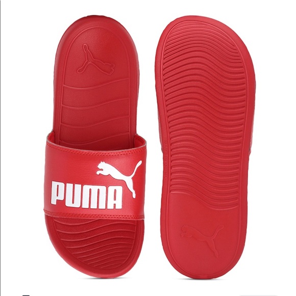 PUMA UNISEX RED AND WHITE PRINTED POPCAT SLIDERS♥️ - Picture 5 of 7